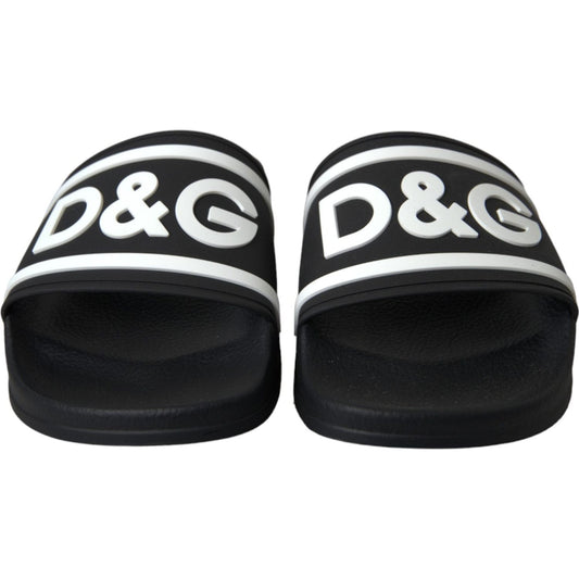 Dolce & Gabbana Black White Sandals Rubber Beachwear Shoes Dolce & Gabbana