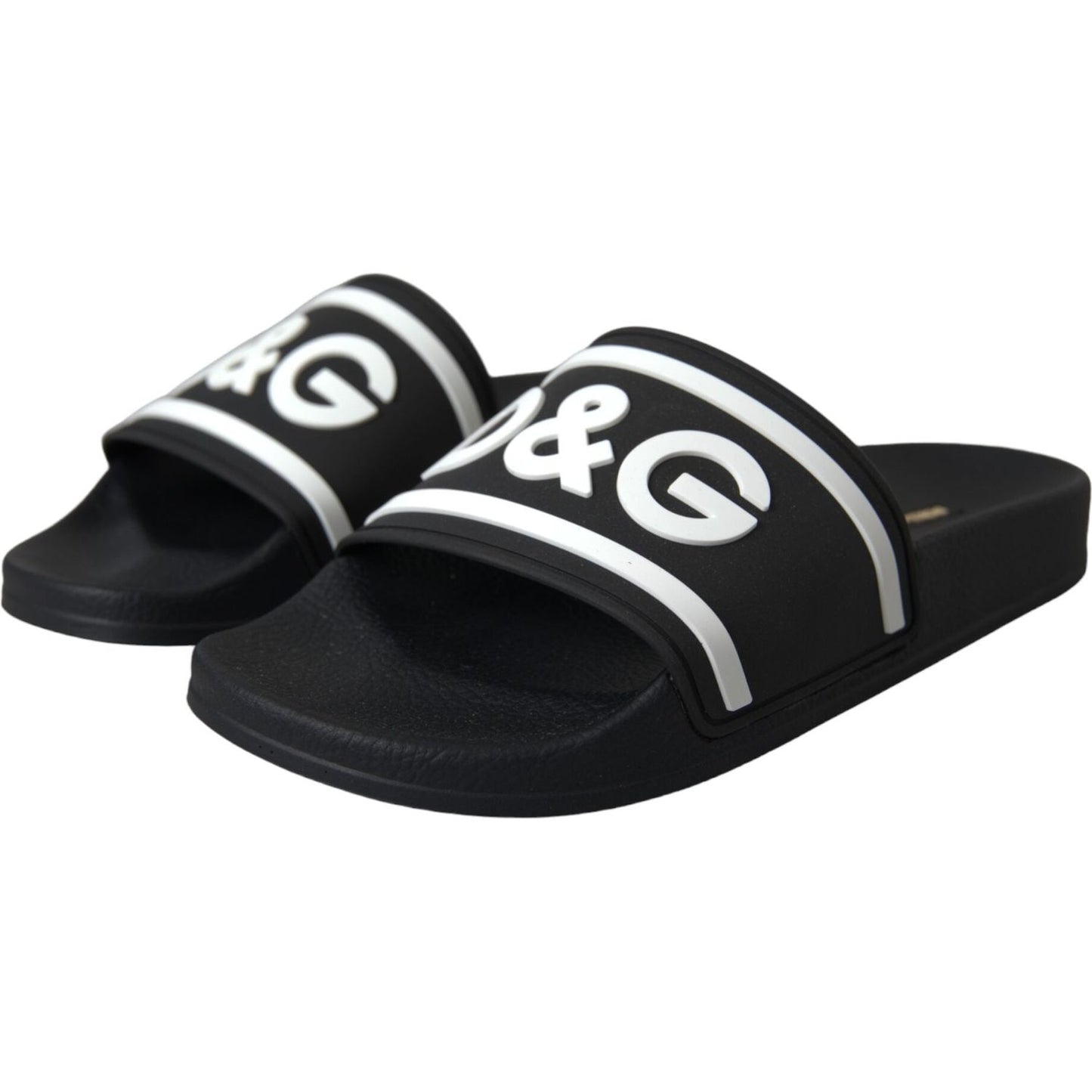 Dolce & Gabbana Black White Sandals Rubber Beachwear Shoes Dolce & Gabbana