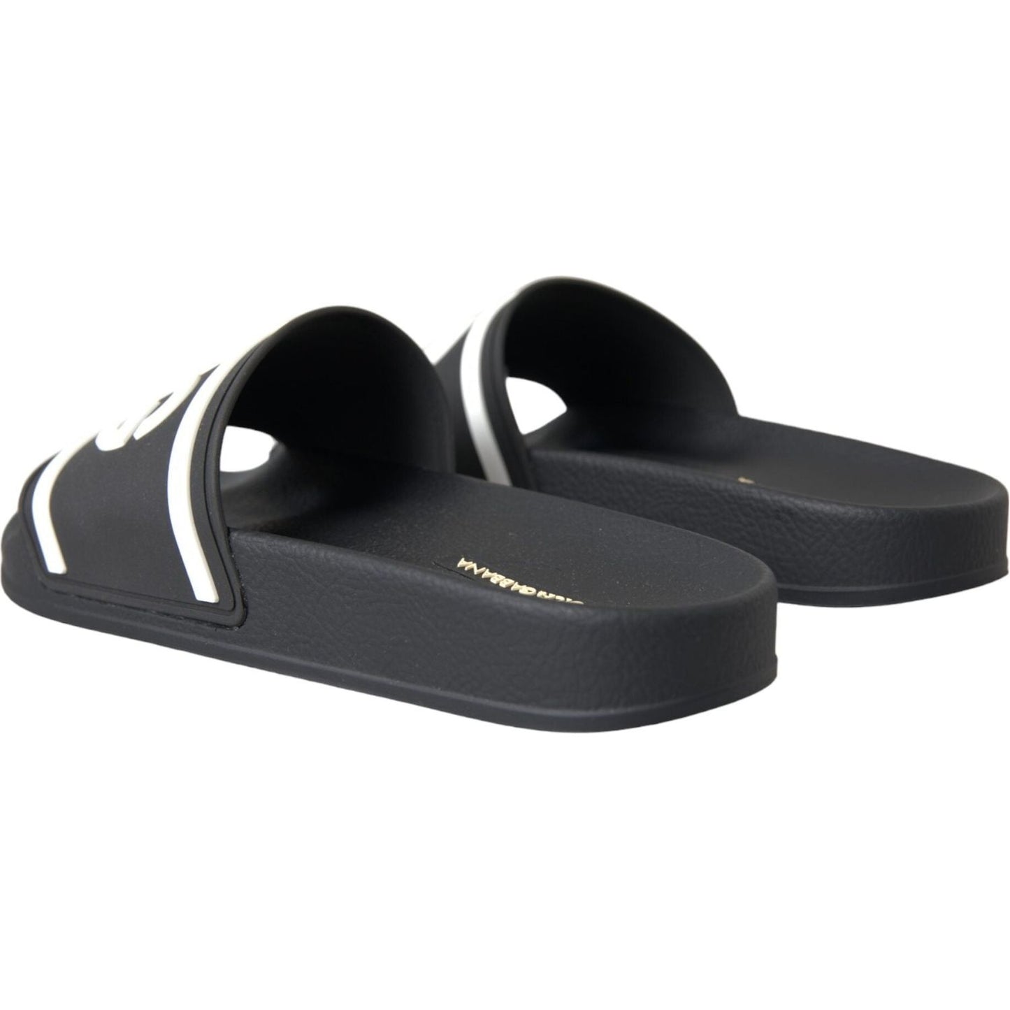 Dolce & Gabbana Black White Sandals Rubber Beachwear Shoes Dolce & Gabbana