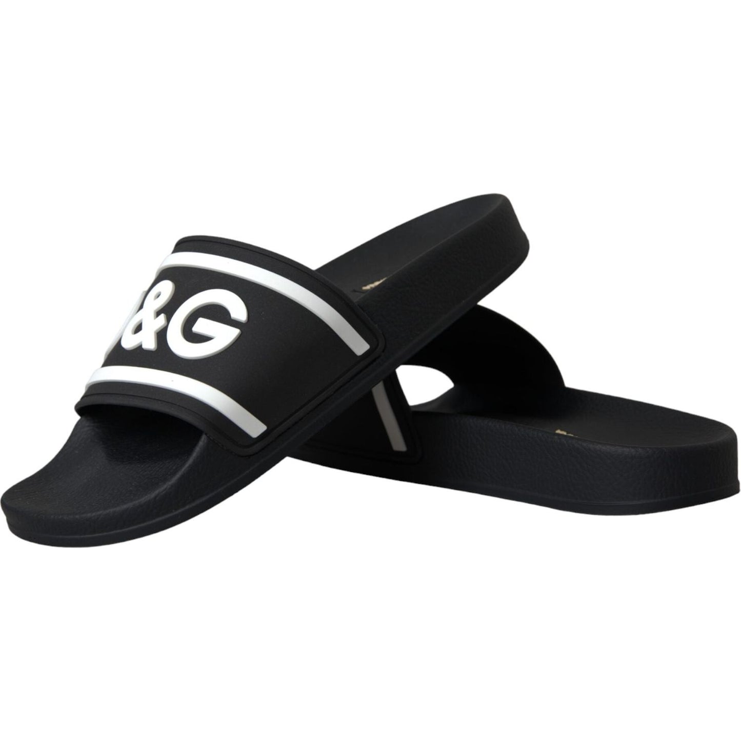 Dolce & Gabbana Black White Sandals Rubber Beachwear Shoes Dolce & Gabbana