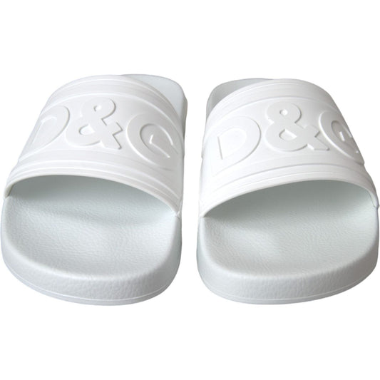 Dolce & Gabbana White Rubber Slides Sandals Beachwear Shoes Dolce & Gabbana