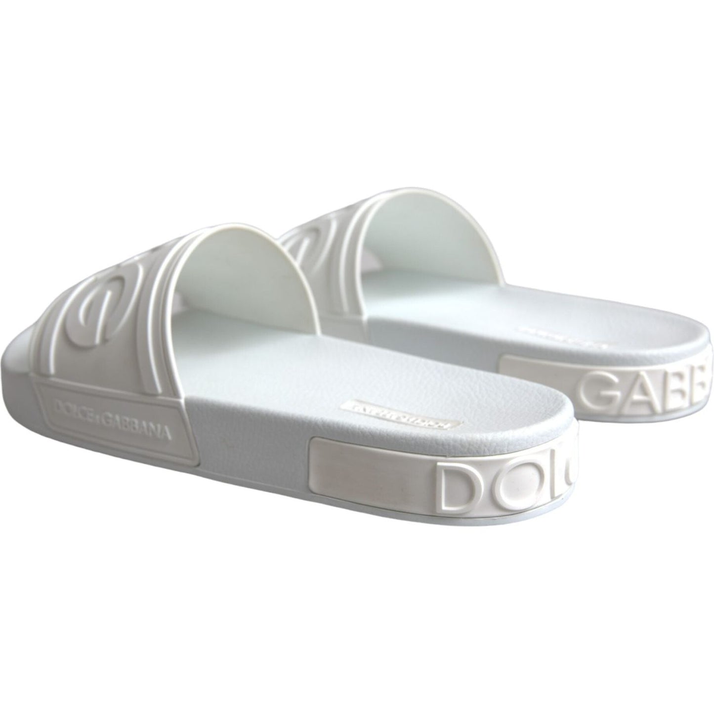 Dolce & Gabbana White Rubber Slides Sandals Beachwear Shoes Dolce & Gabbana