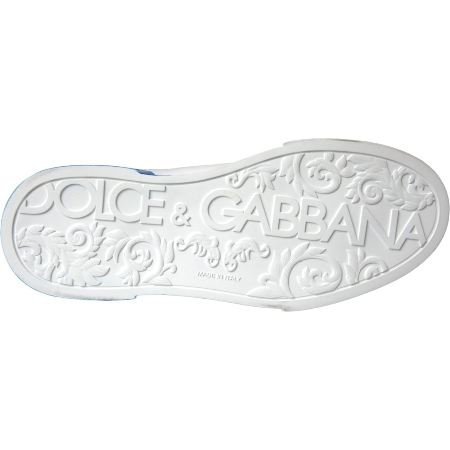 Dolce & Gabbana White Blue Leather Logo Low Top Sneakers Shoes Dolce & Gabbana