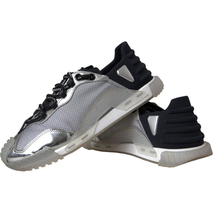 Dolce & Gabbana Silver Black Nylon NS1 Low Top Sneakers Men Shoes Dolce & Gabbana