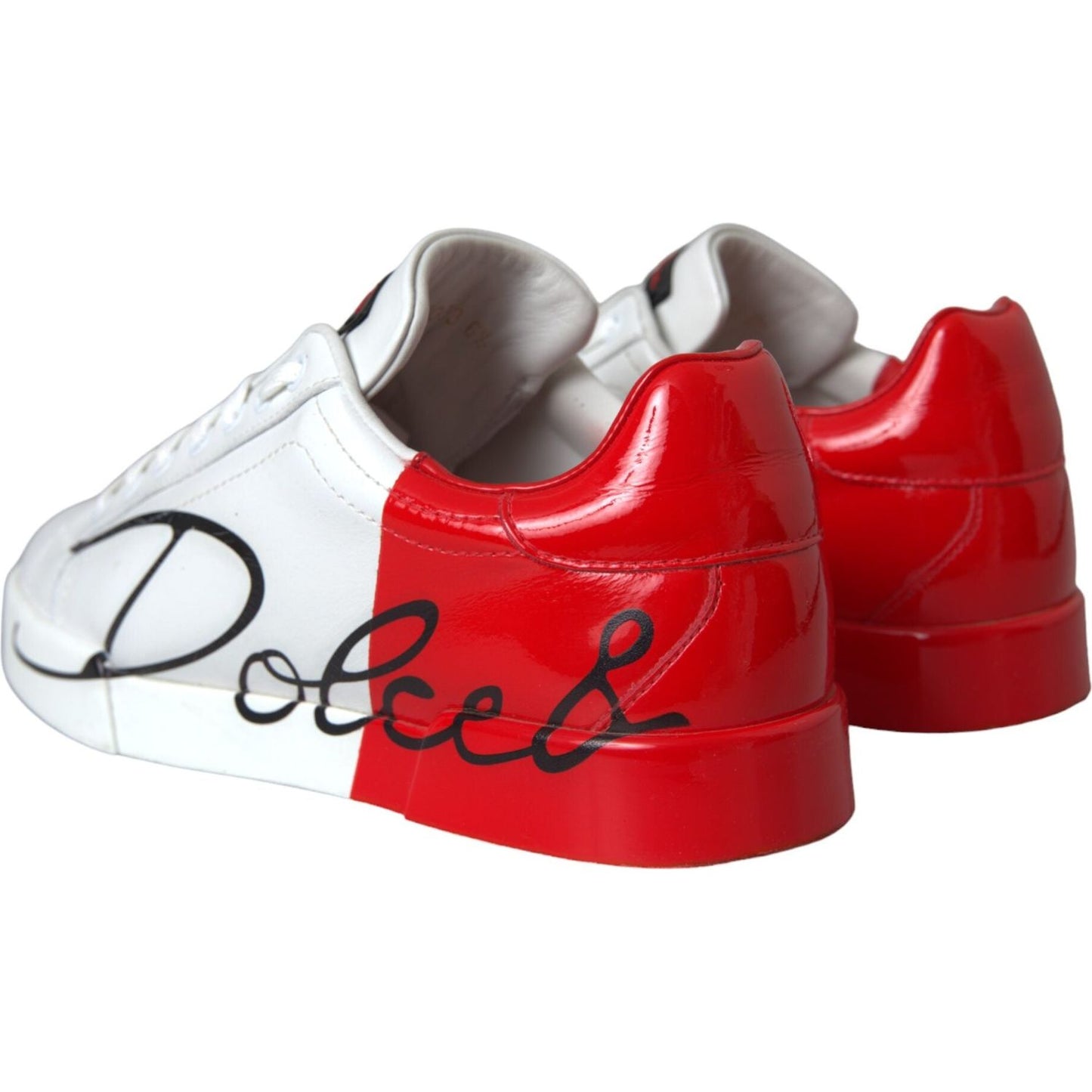 Dolce & Gabbana White Red Leather Logo Low Top Sneakers Shoes Dolce & Gabbana