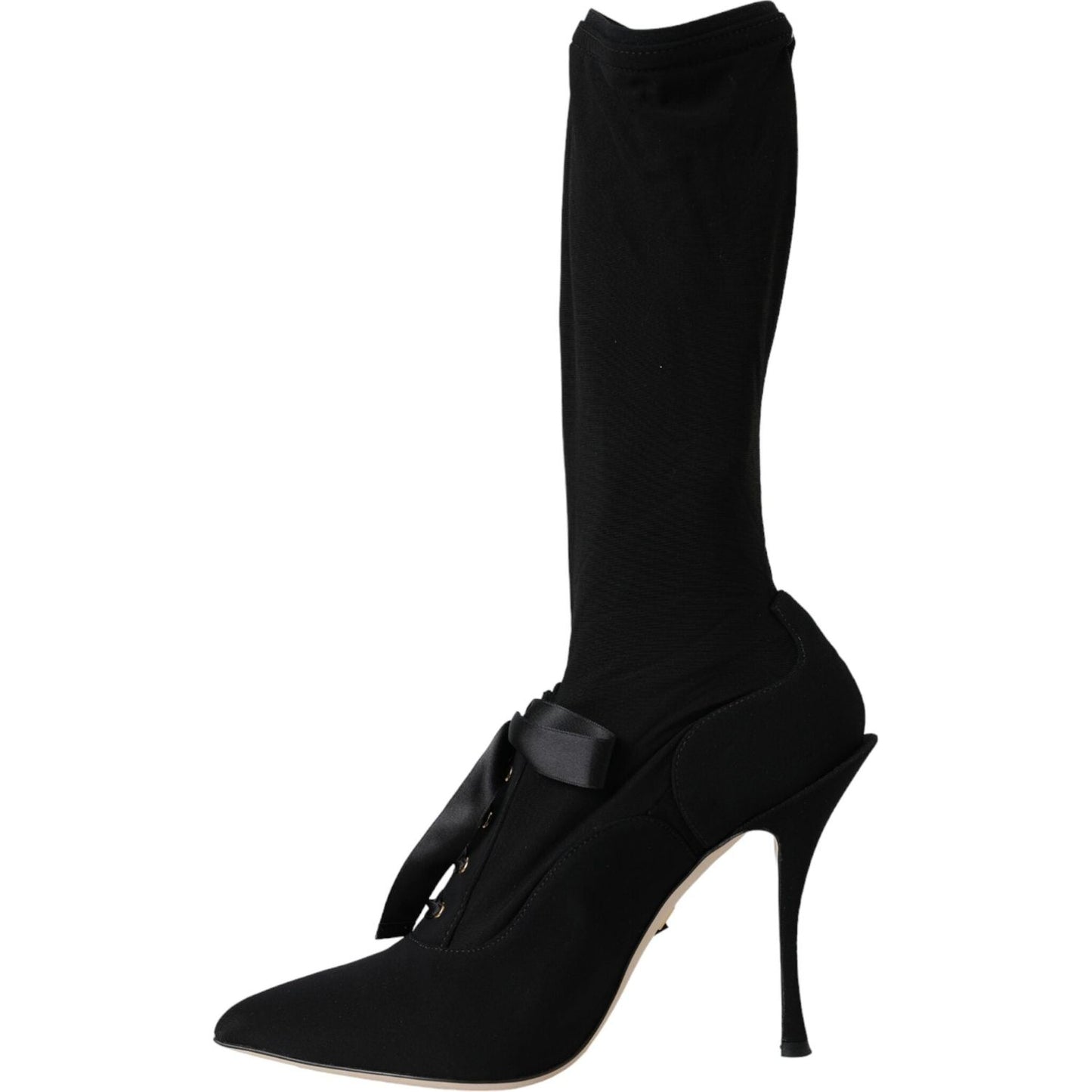 Dolce & Gabbana Black Stiletto Heels Mid Calf Boots Shoes Dolce & Gabbana