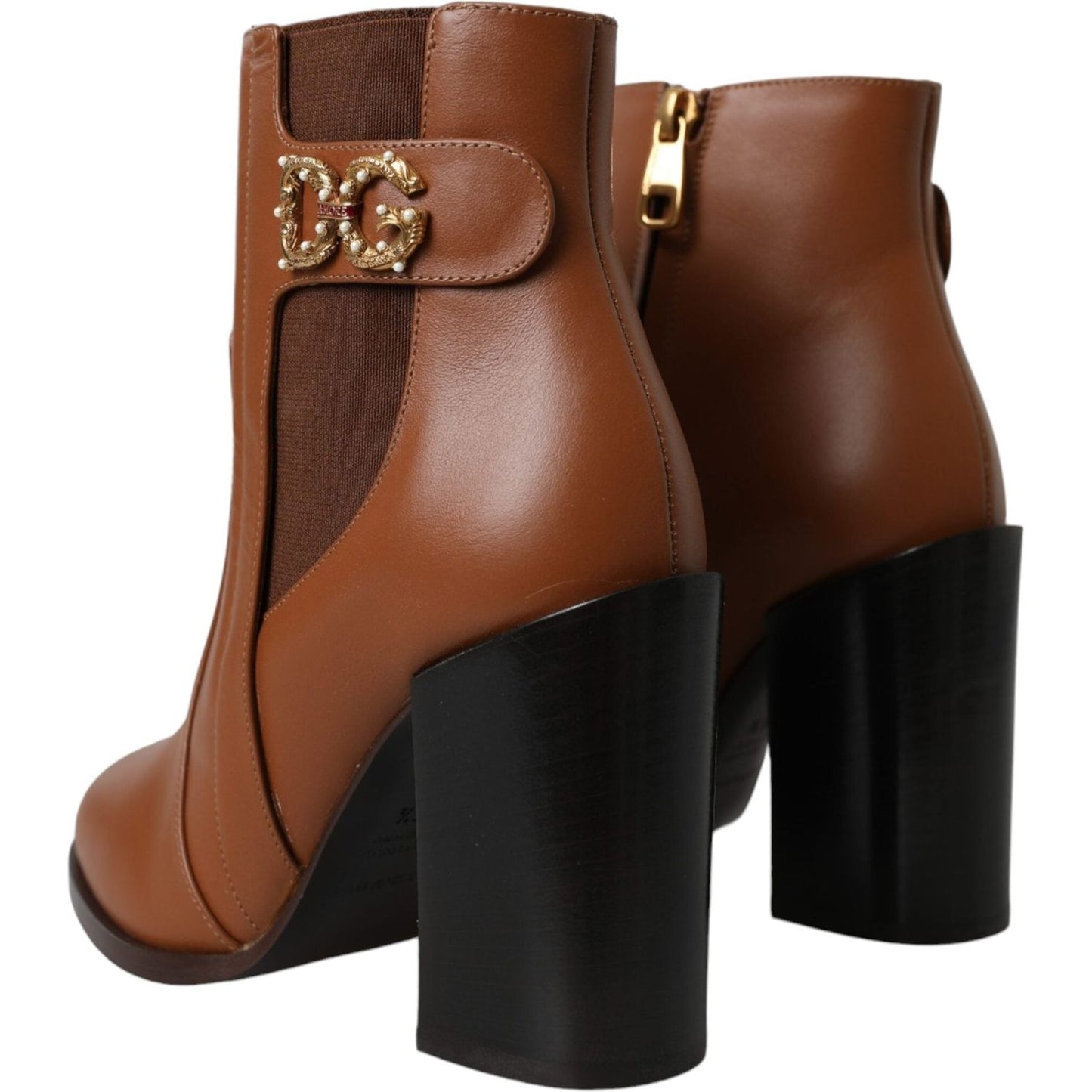 Dolce & Gabbana Brown Leather AMORE Heels Ankle Boots Shoes Dolce & Gabbana