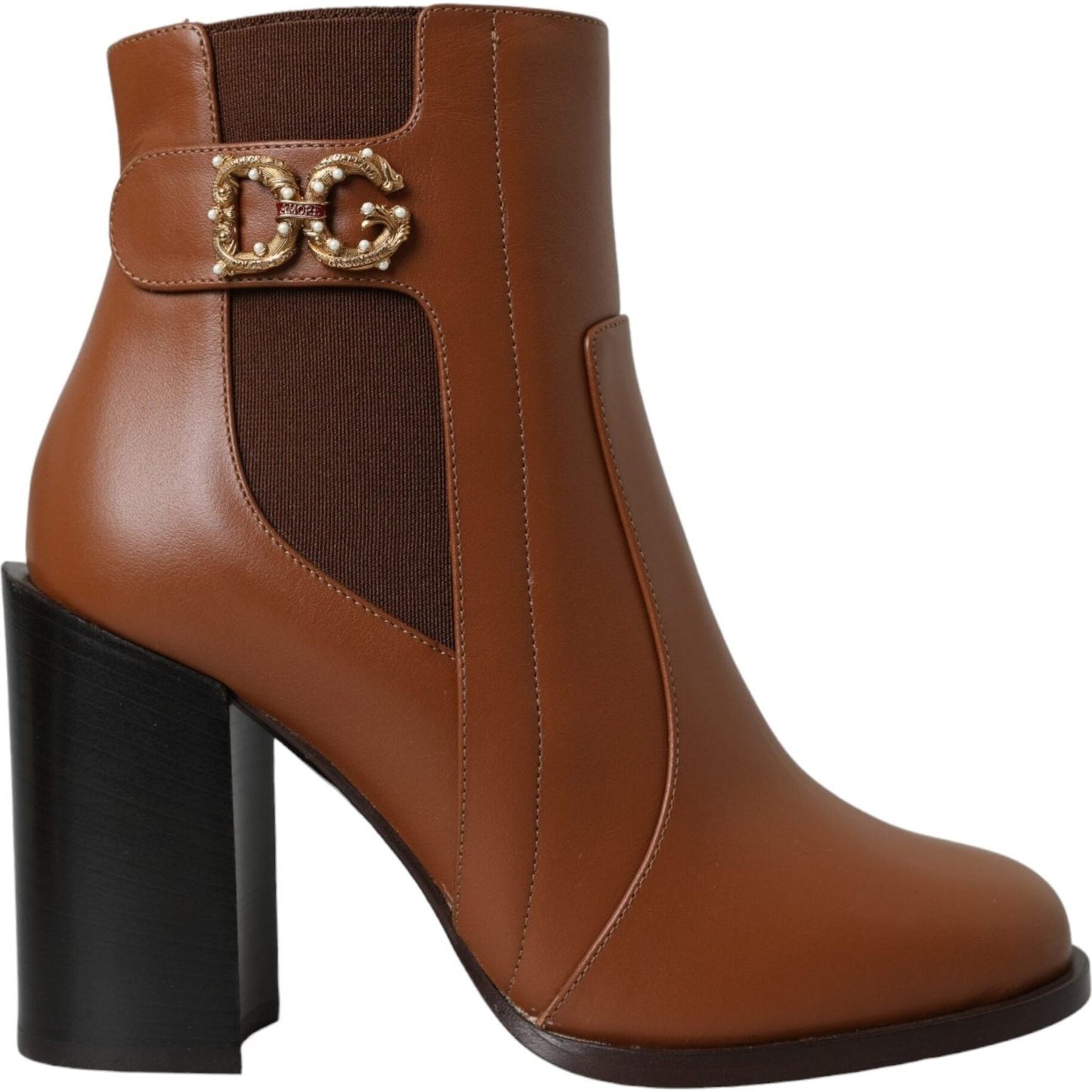 Dolce & Gabbana Brown Leather AMORE Heels Ankle Boots Shoes Dolce & Gabbana