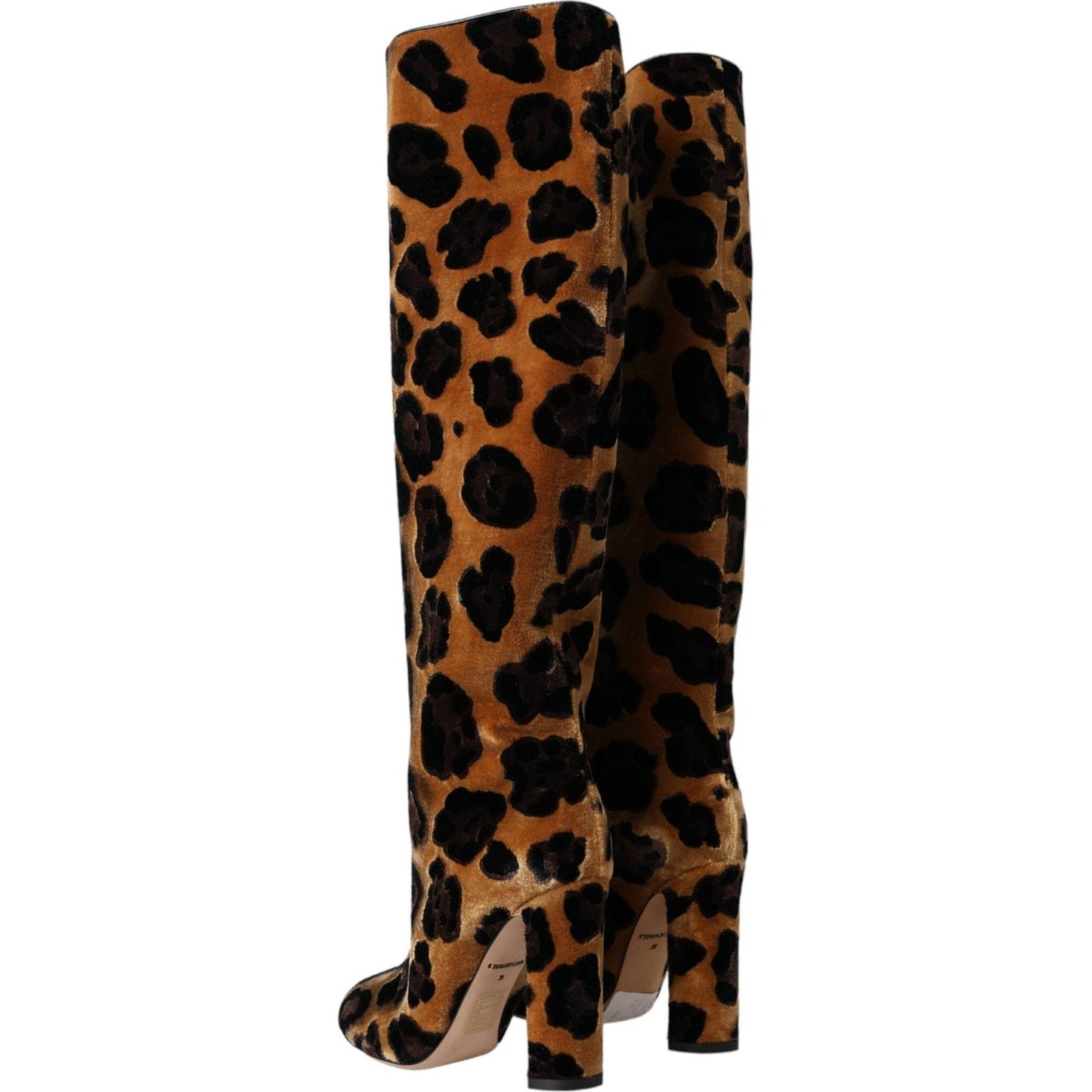 Dolce & Gabbana Brown Giraffe Velvet Leather Boots Shoes Dolce & Gabbana