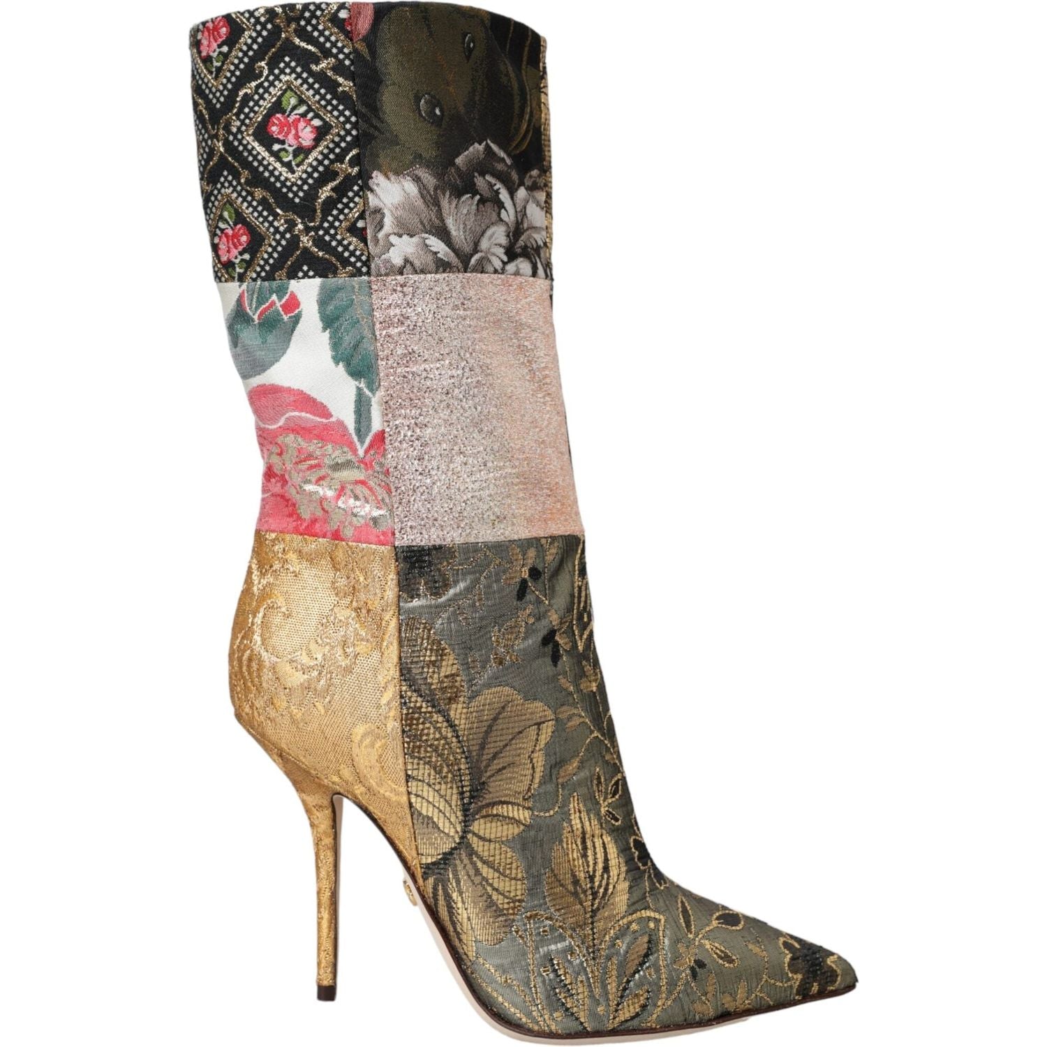 Dolce & Gabbana Multicolor Patchwork Print Heeled Boots Shoes