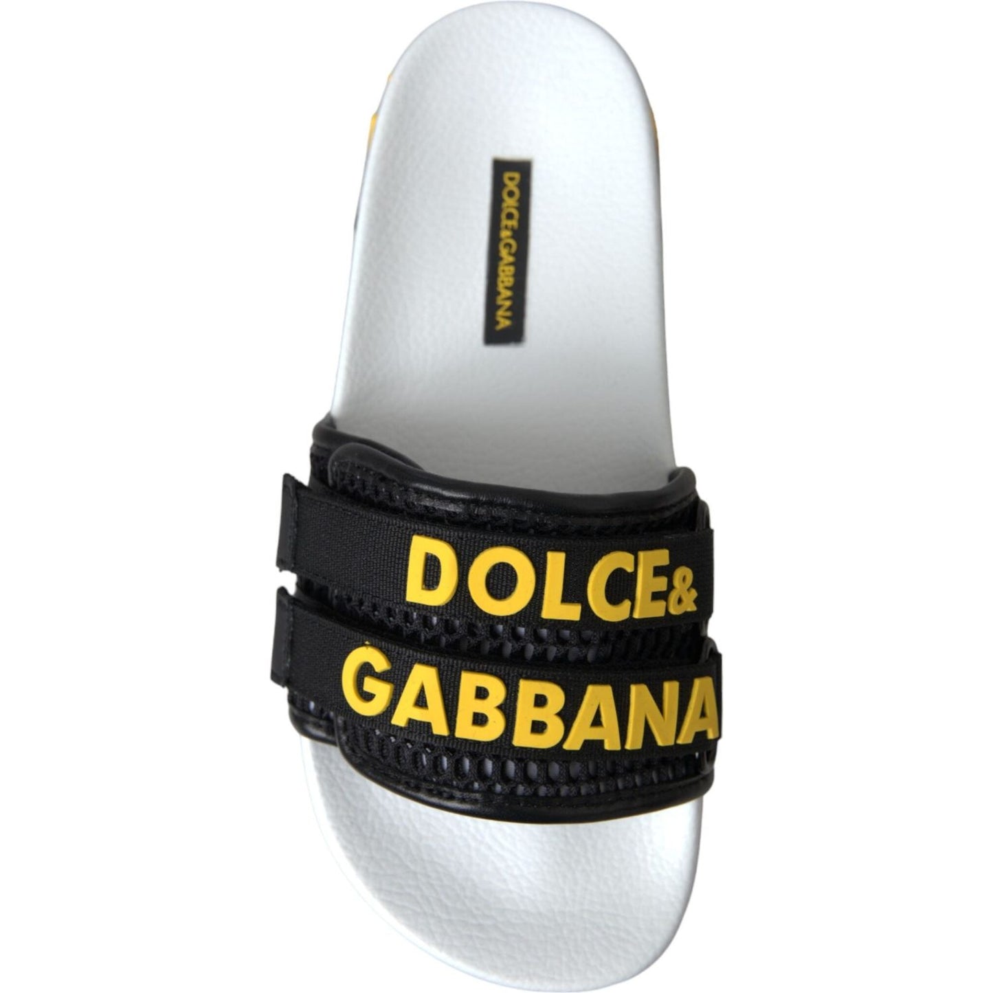 Dolce & Gabbana White Black Logo Beachwear Flats Sandals Shoes Dolce & Gabbana