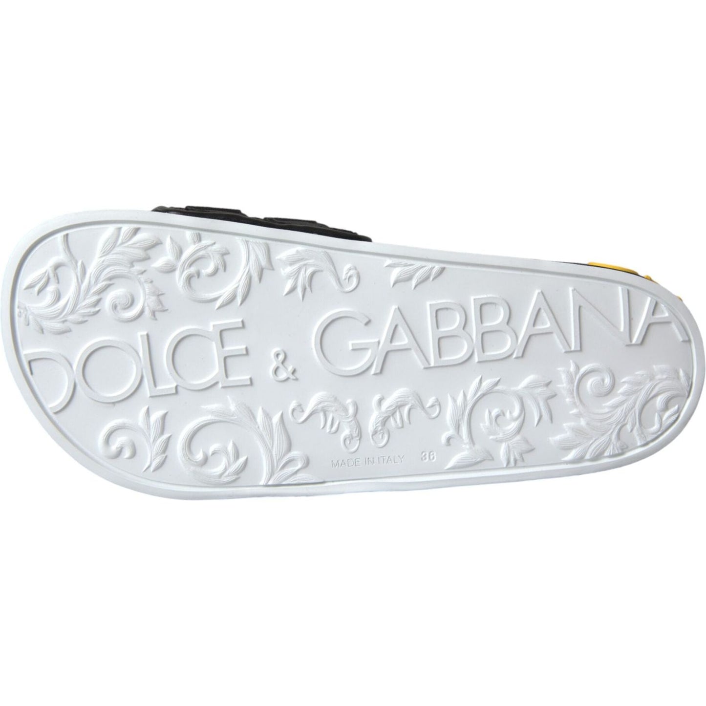 Dolce & Gabbana White Black Logo Beachwear Flats Sandals Shoes Dolce & Gabbana