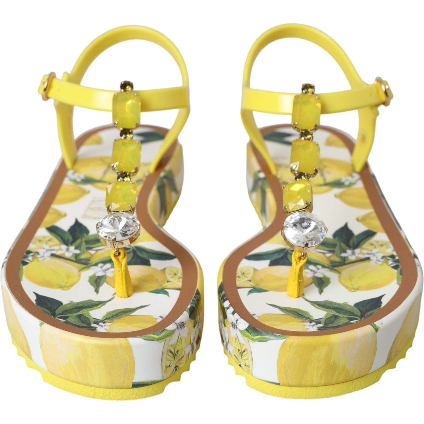 Dolce & Gabbana Yellow Lemon Beachwear Flats Sandals Shoes Dolce & Gabbana