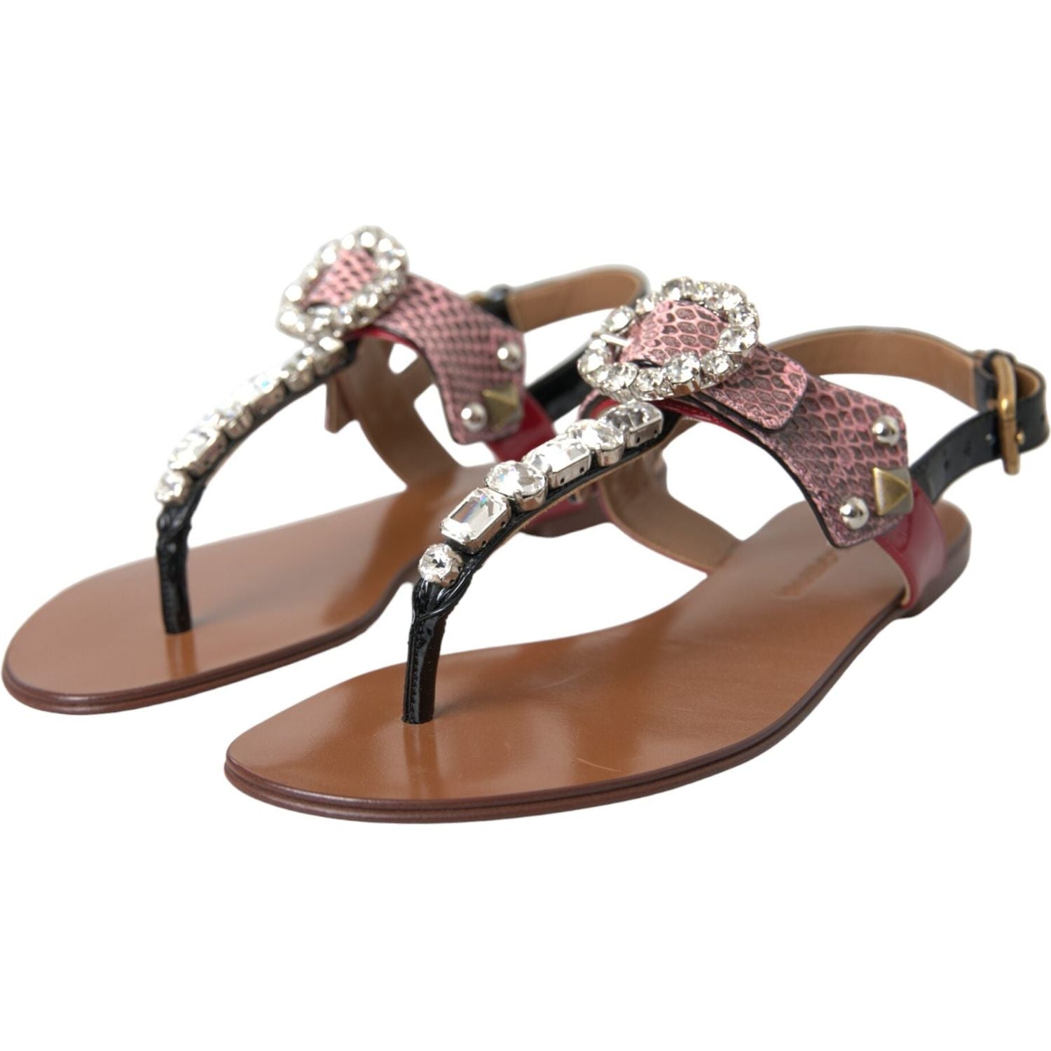 Dolce & Gabbana Multicolor Crystal Sandals Flip Flops Shoes