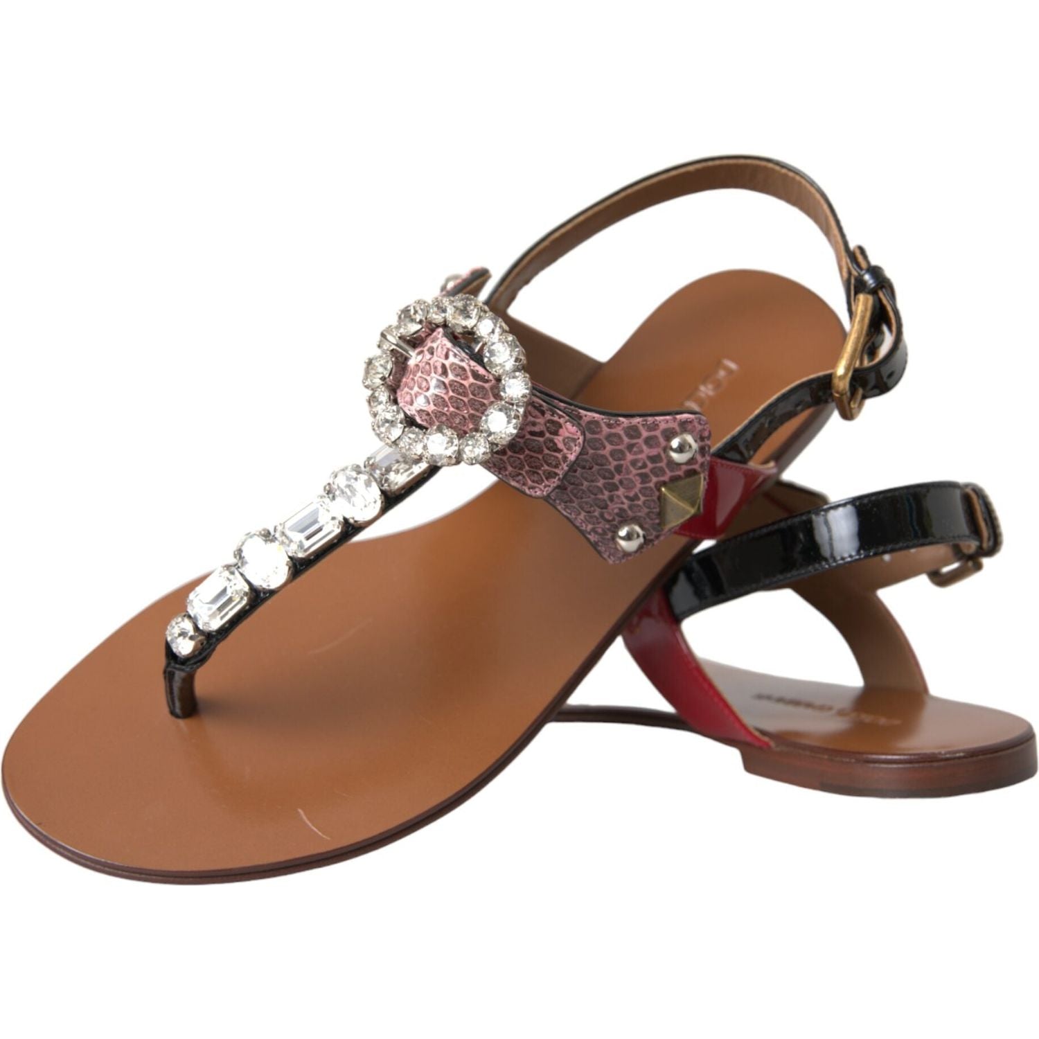 Dolce & Gabbana Multicolor Crystal Sandals Flip Flops Shoes