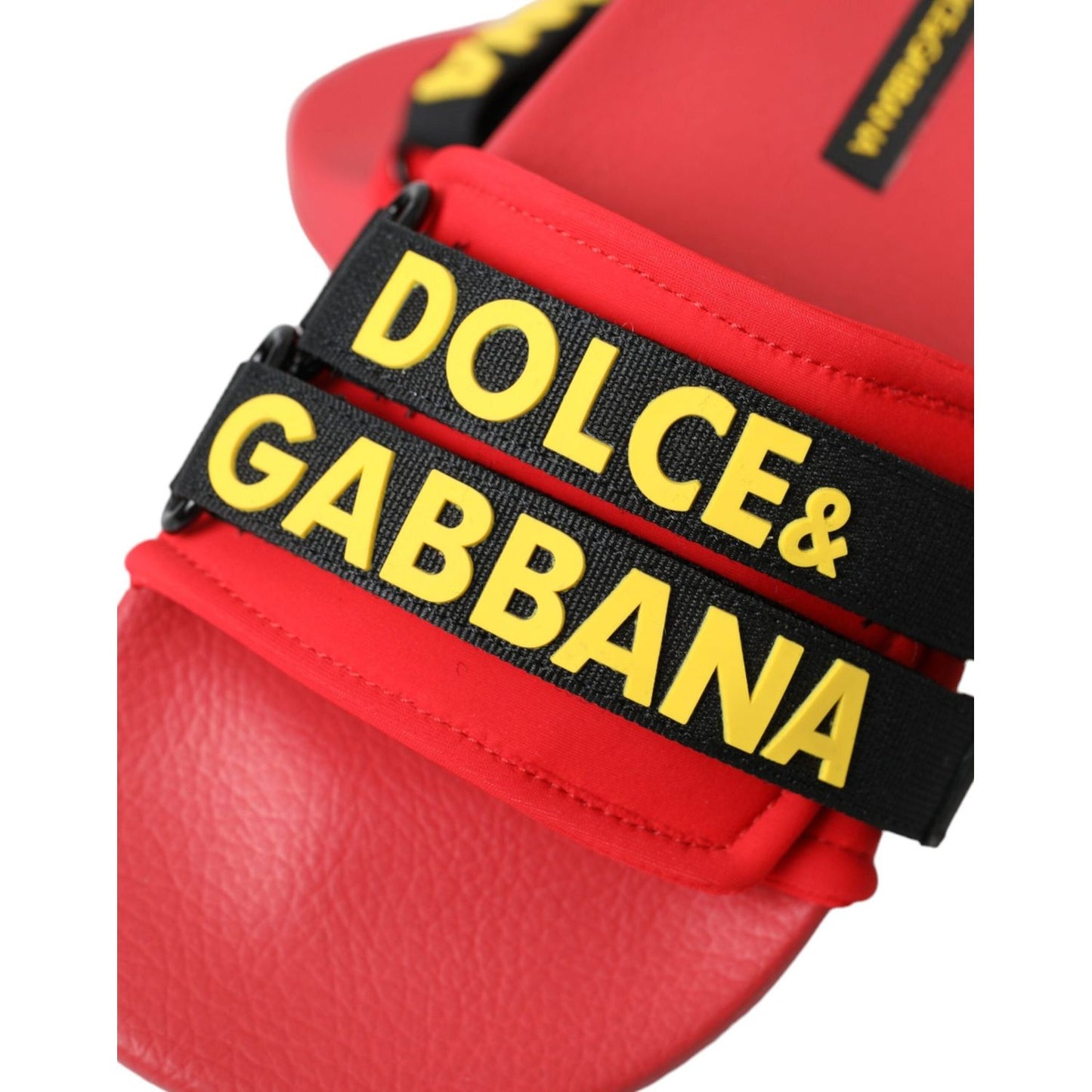 Dolce & Gabbana Red Black Logo Beachwear Flats Sandals Shoes Dolce & Gabbana