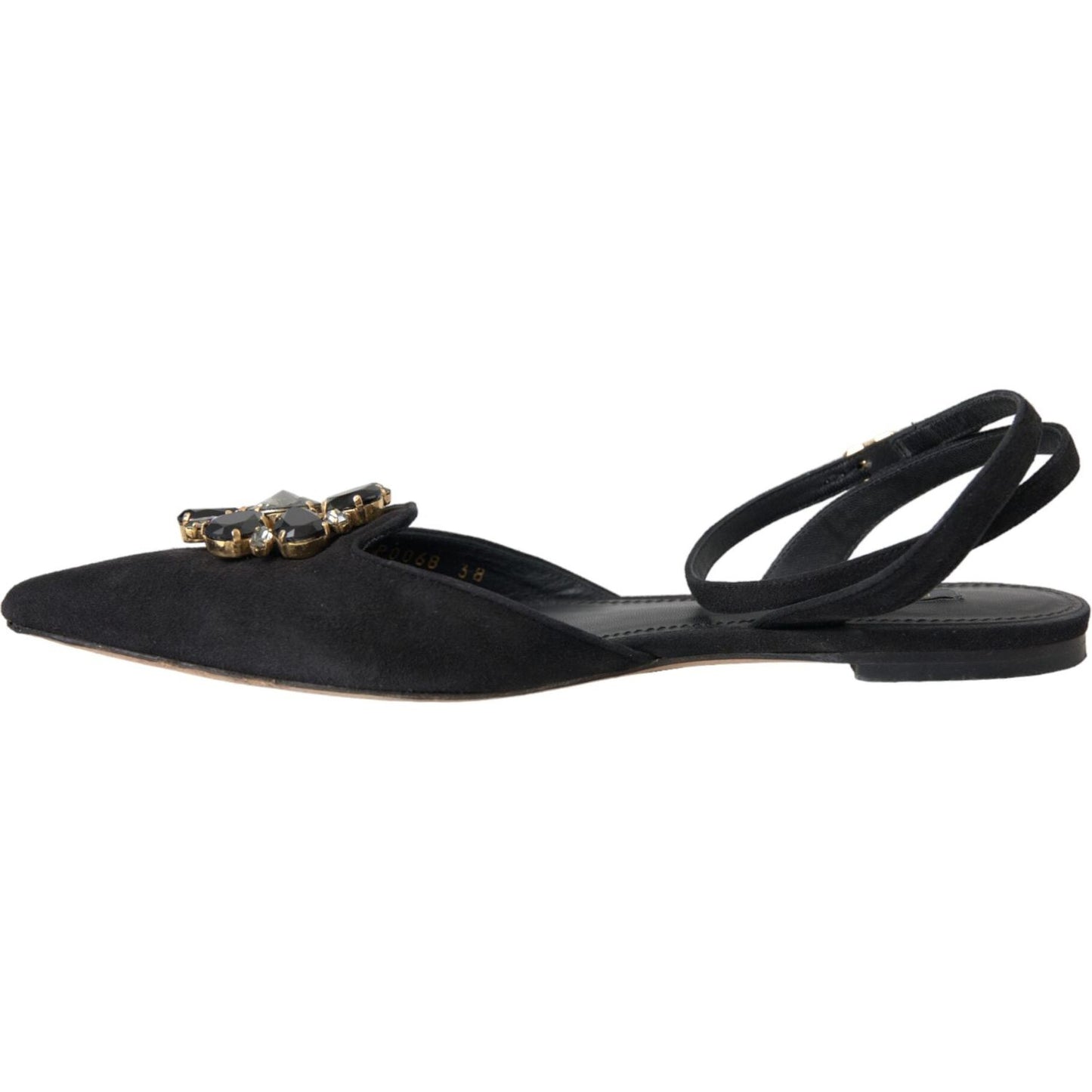 Dolce & Gabbana Black Leather Crystal Slingback Sandals Shoes Dolce & Gabbana