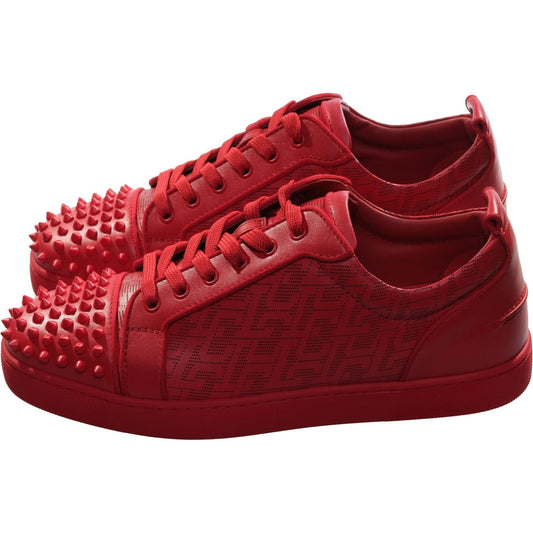 Christian Louboutin Louis Junior Spikes Orlato  Red Leather Sneakers Christian Louboutin