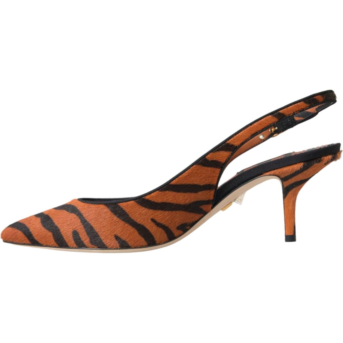 Dolce & Gabbana Black Orange Zebra Leather Slingbacks Shoes Dolce & Gabbana