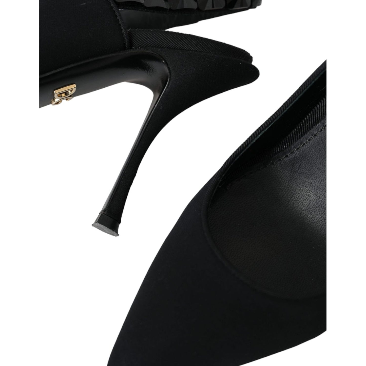 Dolce & Gabbana Black Crystal Charmeuse Slingbacks Shoes Dolce & Gabbana