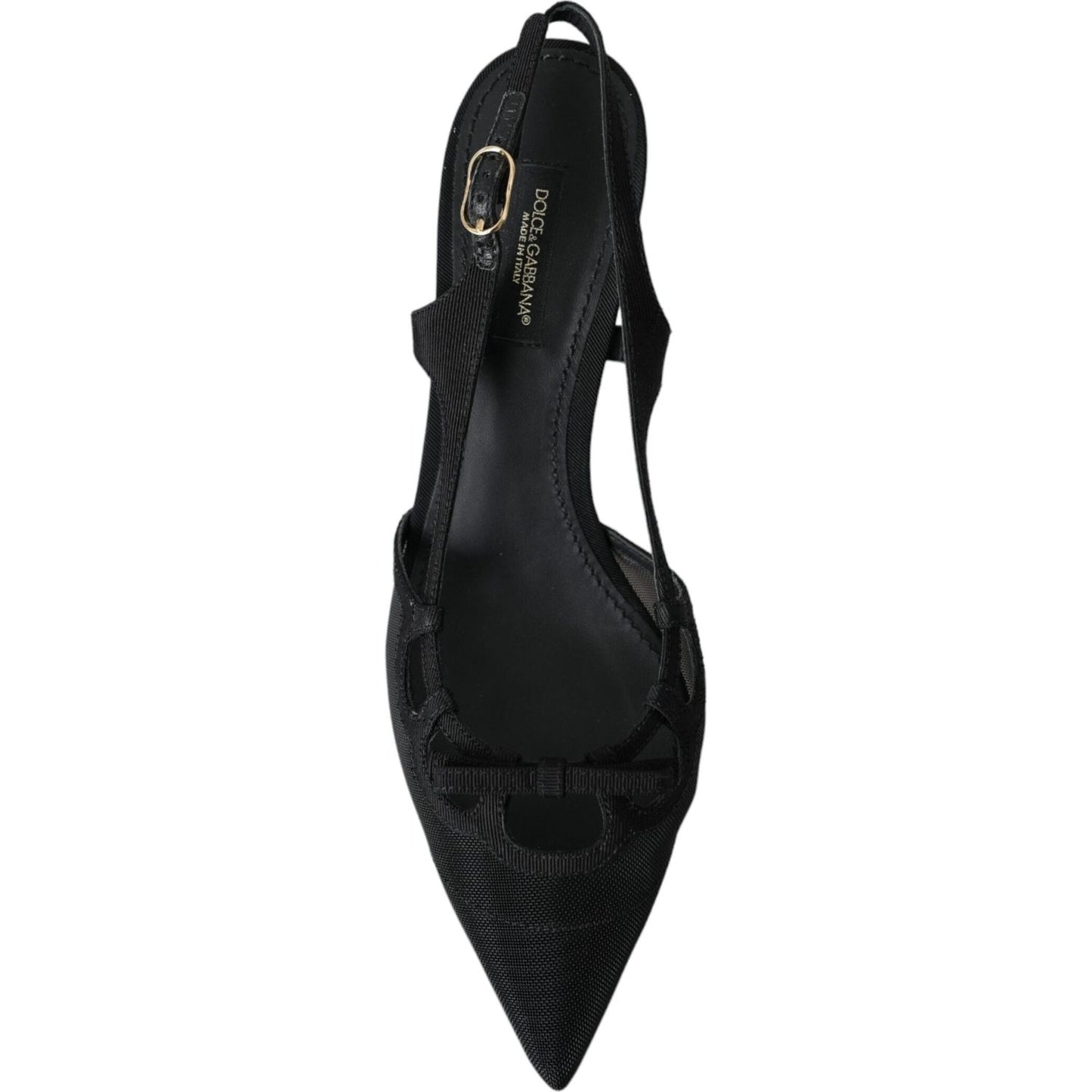 Dolce & Gabbana Black Leather Mesh High Heels Slingback Shoes Dolce & Gabbana