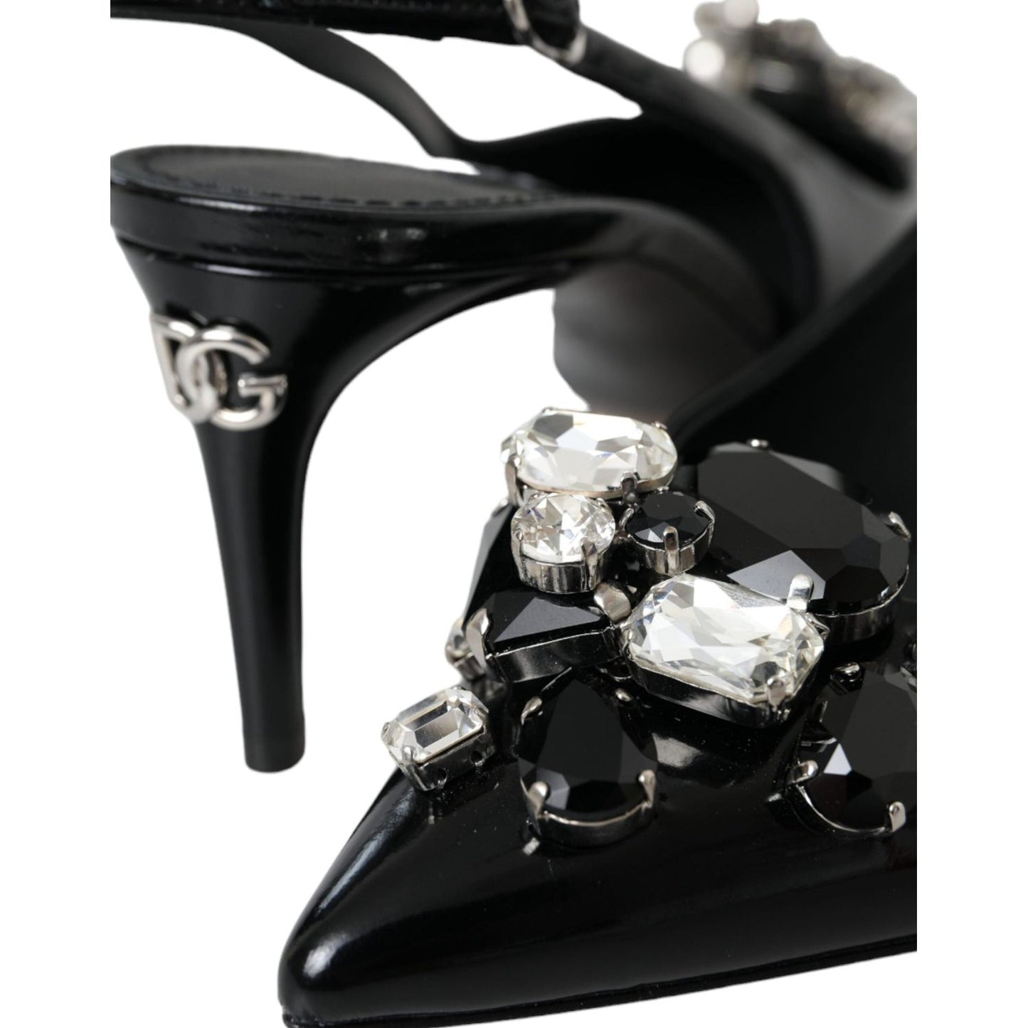 Dolce & Gabbana Black Patent Leather Crystal Slingback Shoes Dolce & Gabbana