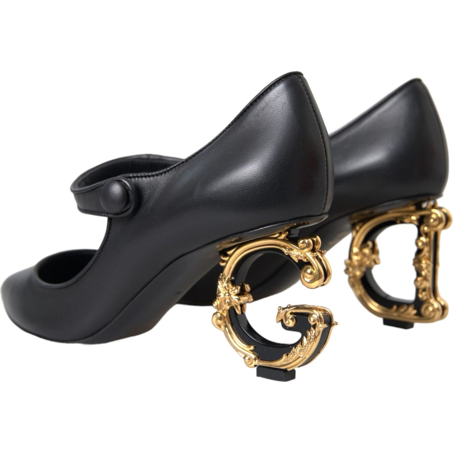 Dolce & Gabbana Black Leather Logo Heels Mary Janes Pumps Shoes Dolce & Gabbana