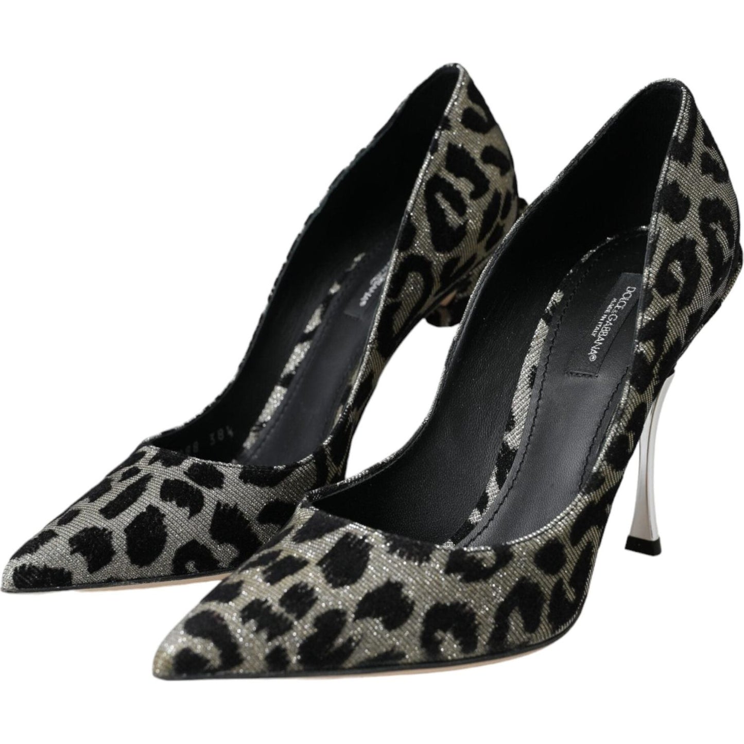 Dolce & Gabbana Silver Black Leopard Lurex Heels Pumps Shoes Dolce & Gabbana