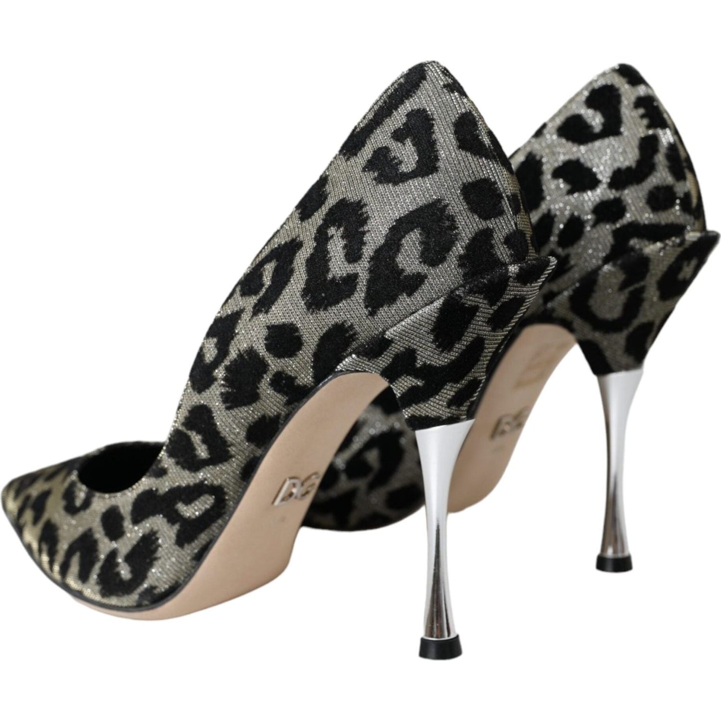 Dolce & Gabbana Silver Black Leopard Lurex Heels Pumps Shoes Dolce & Gabbana