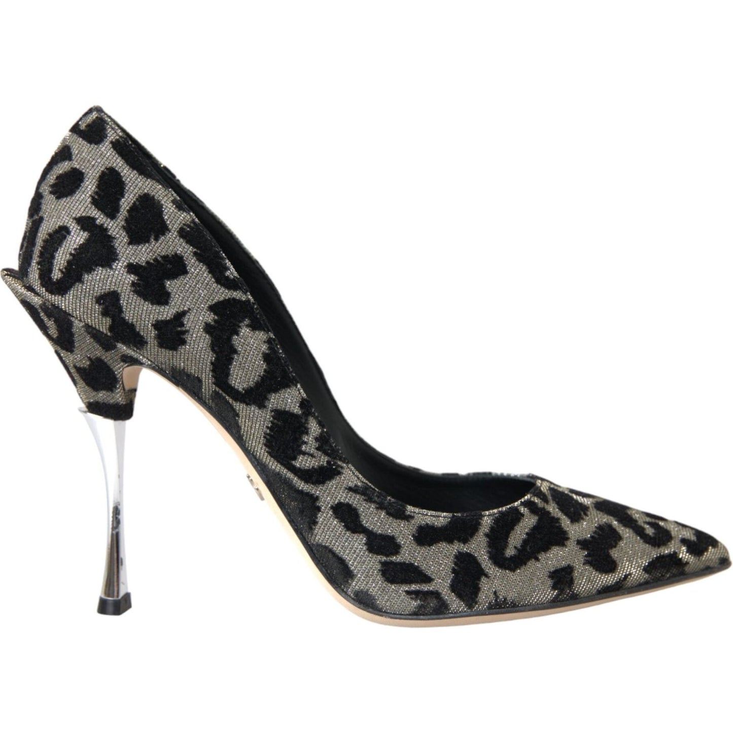 Dolce & Gabbana Silver Black Leopard Lurex Heels Pumps Shoes Dolce & Gabbana