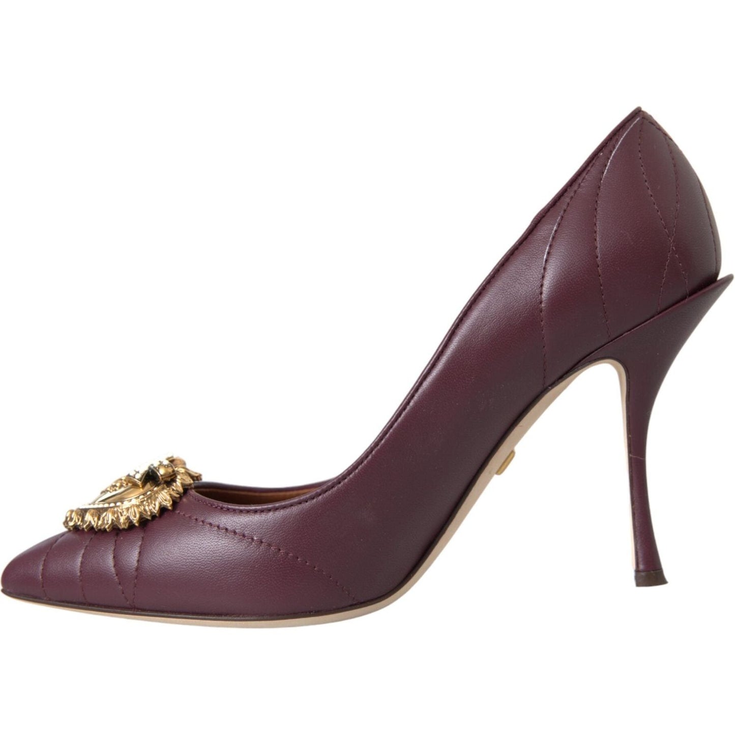 Dolce & Gabbana Bordeaux Leather Heart DEVOTION Pumps Shoes Dolce & Gabbana