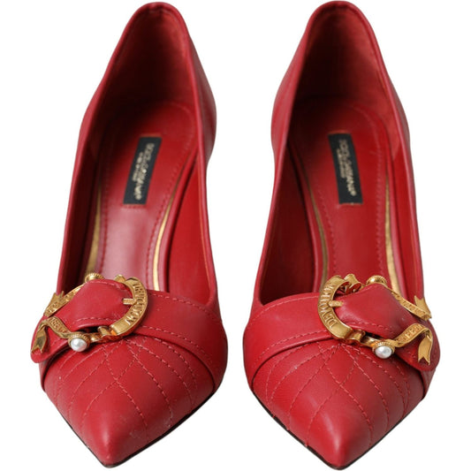 Dolce & Gabbana Red Devotion Leather Heels Pumps Shoes Dolce & Gabbana