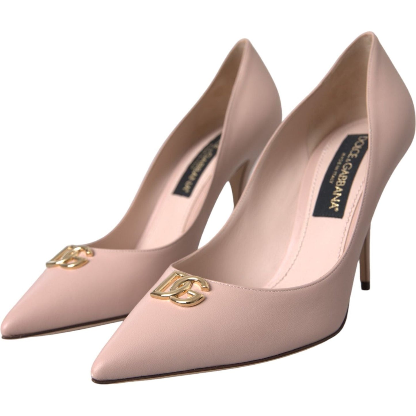 Dolce & Gabbana Beige Lamb Leather Logo Pumps Heels Shoes Dolce & Gabbana