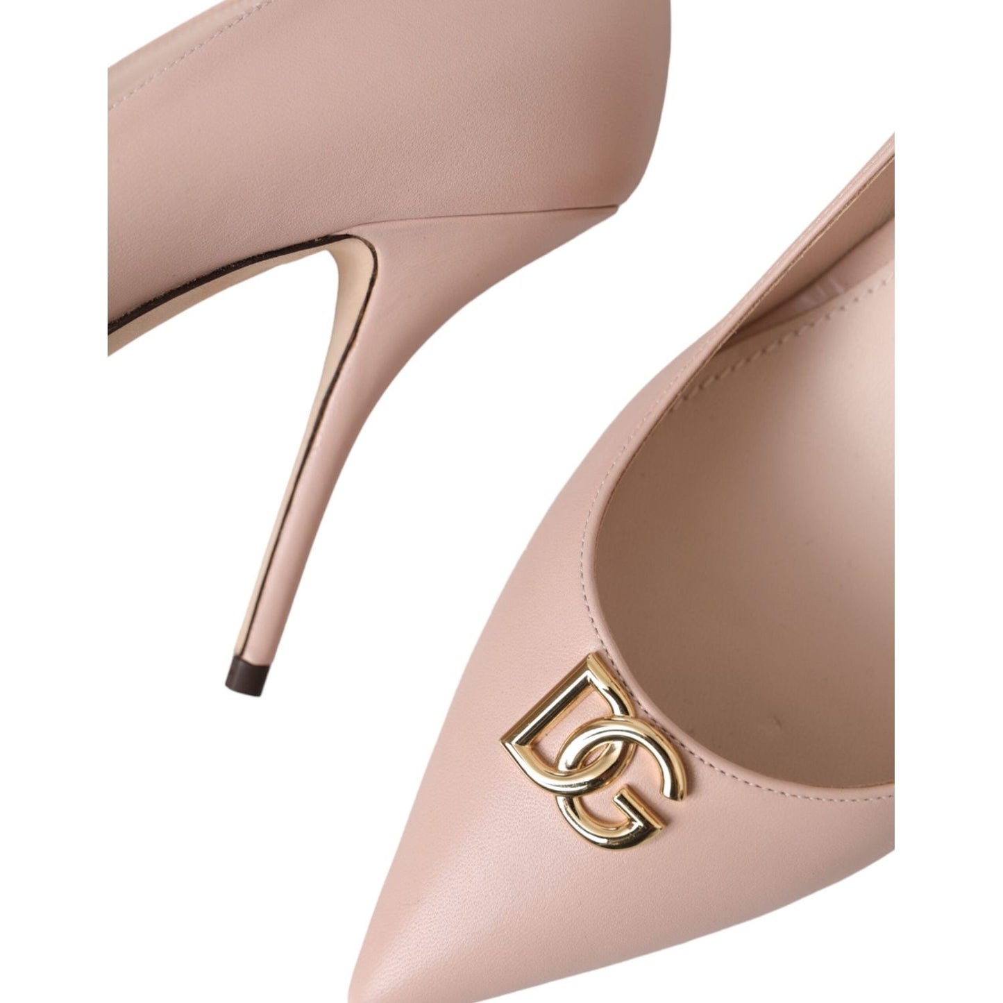 Dolce & Gabbana Beige Lamb Leather Logo Pumps Heels Shoes Dolce & Gabbana