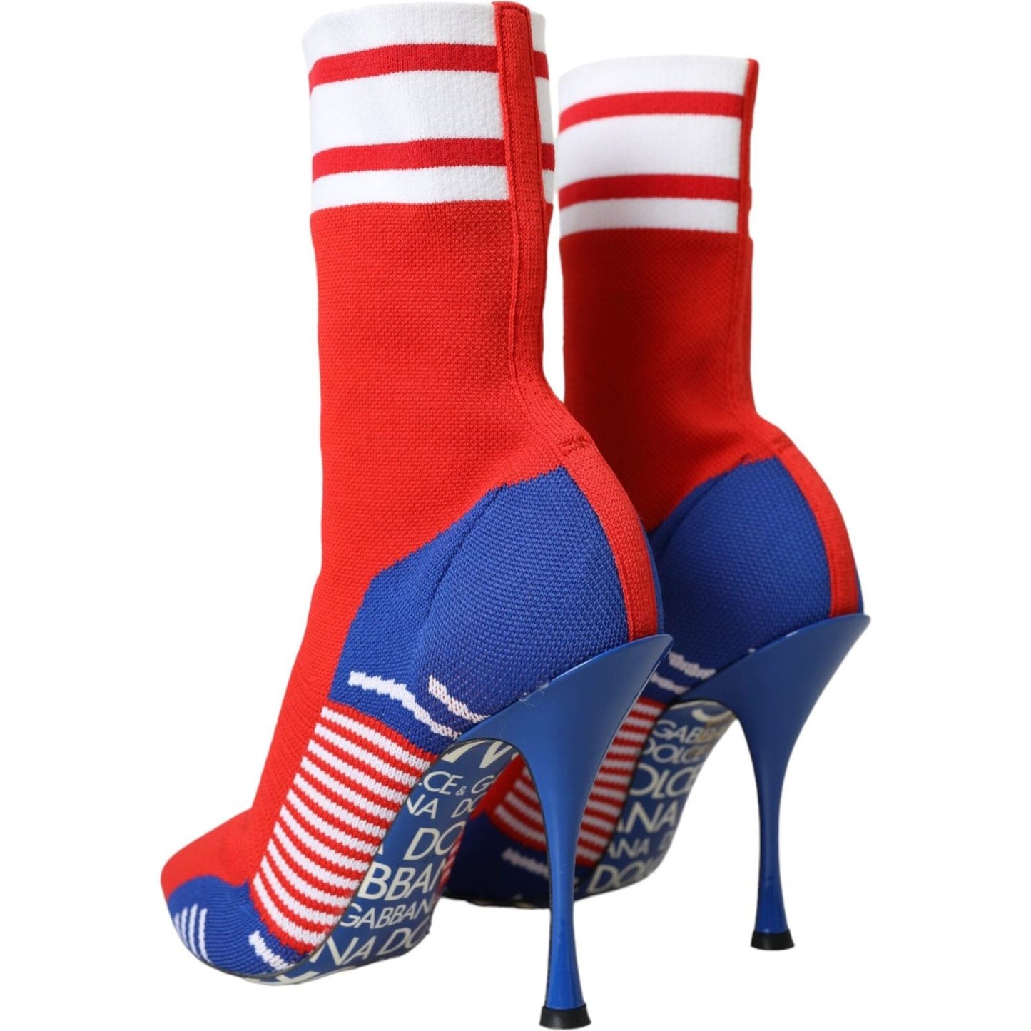 Dolce & Gabbana Red Blue Stretch Sock Style Ankle Boots Logo Shoes Dolce & Gabbana