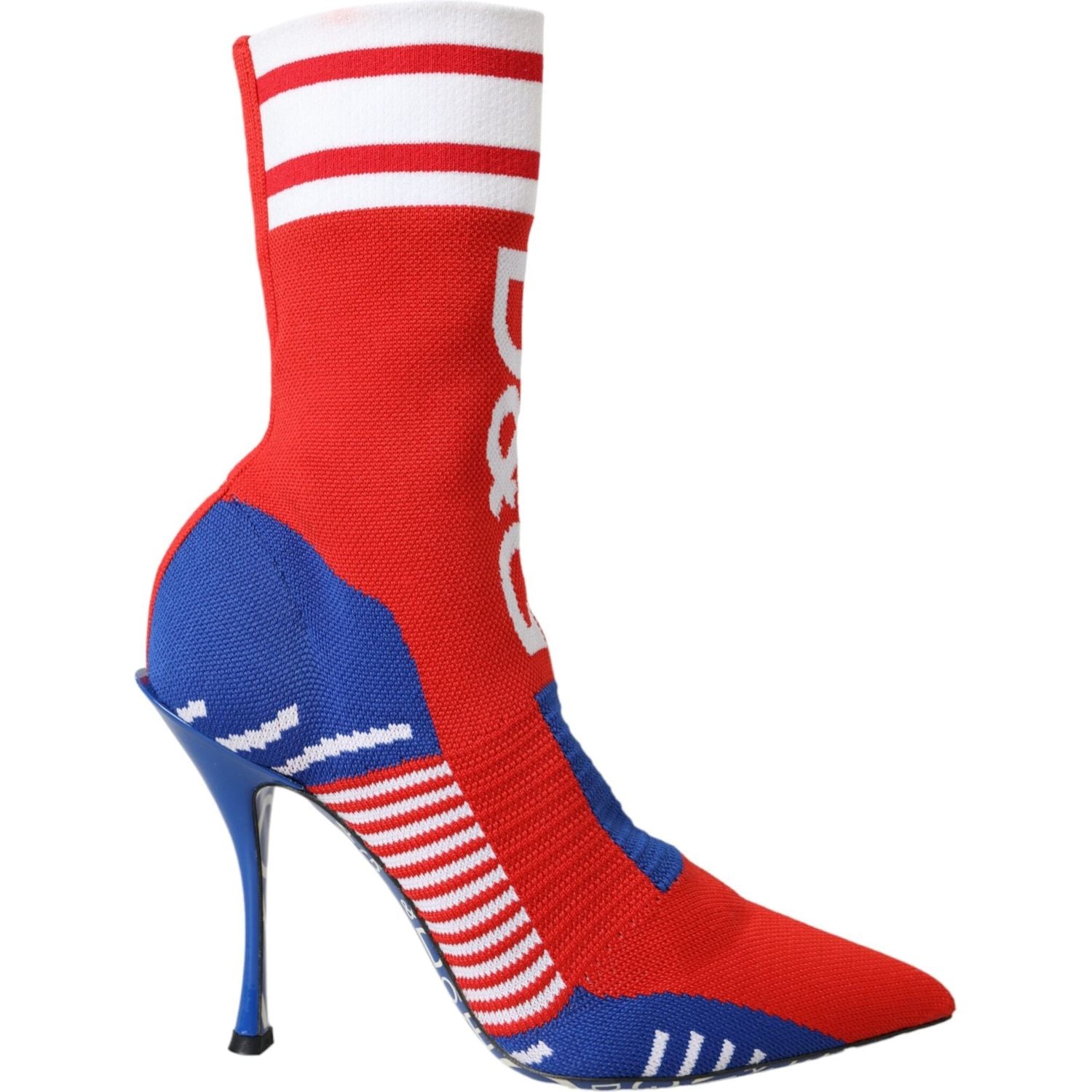 Dolce & Gabbana Red Blue Stretch Sock Style Ankle Boots Logo Shoes