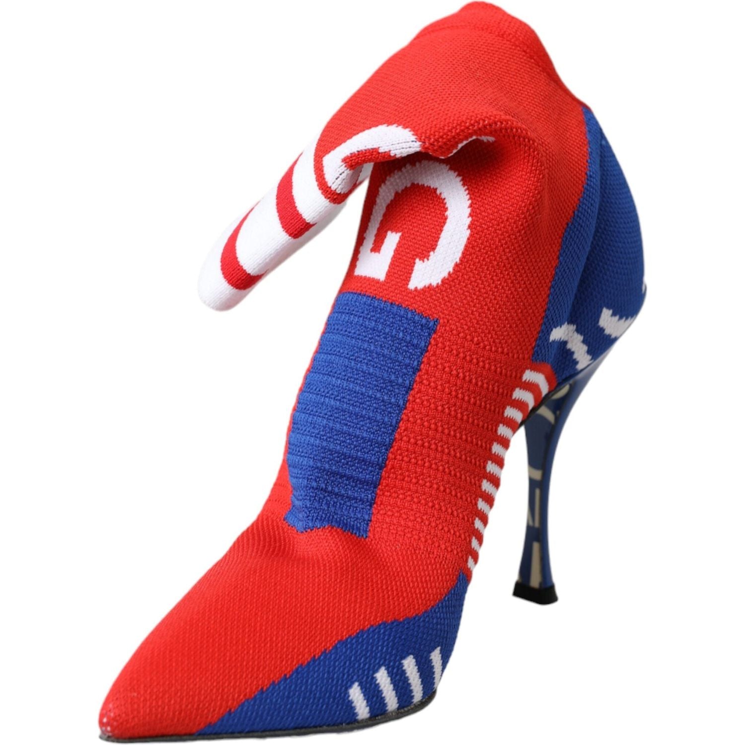 Dolce & Gabbana Red Blue Stretch Sock Style Ankle Boots Logo Shoes