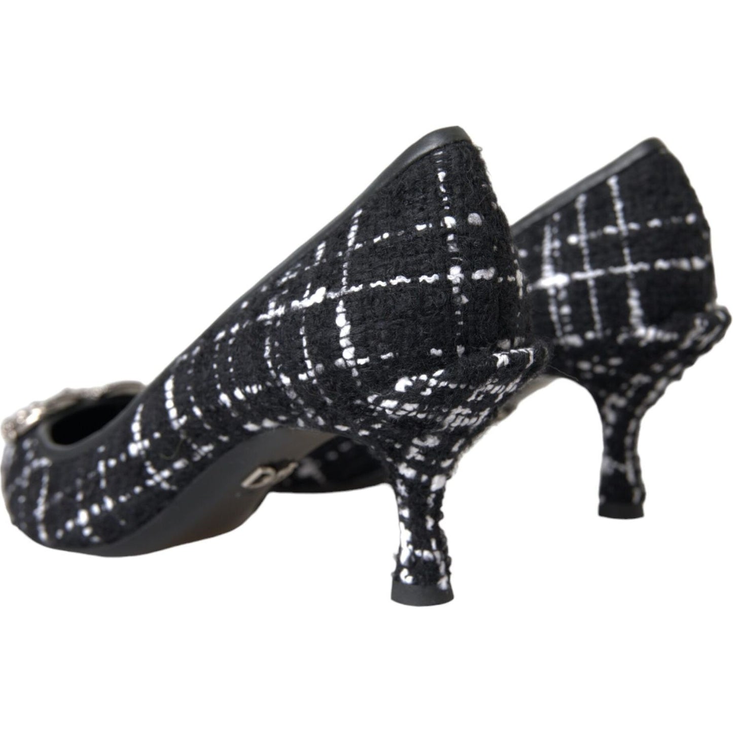 Dolce & Gabbana Black White Tweed DG Amore Heels Pumps Shoes Dolce & Gabbana