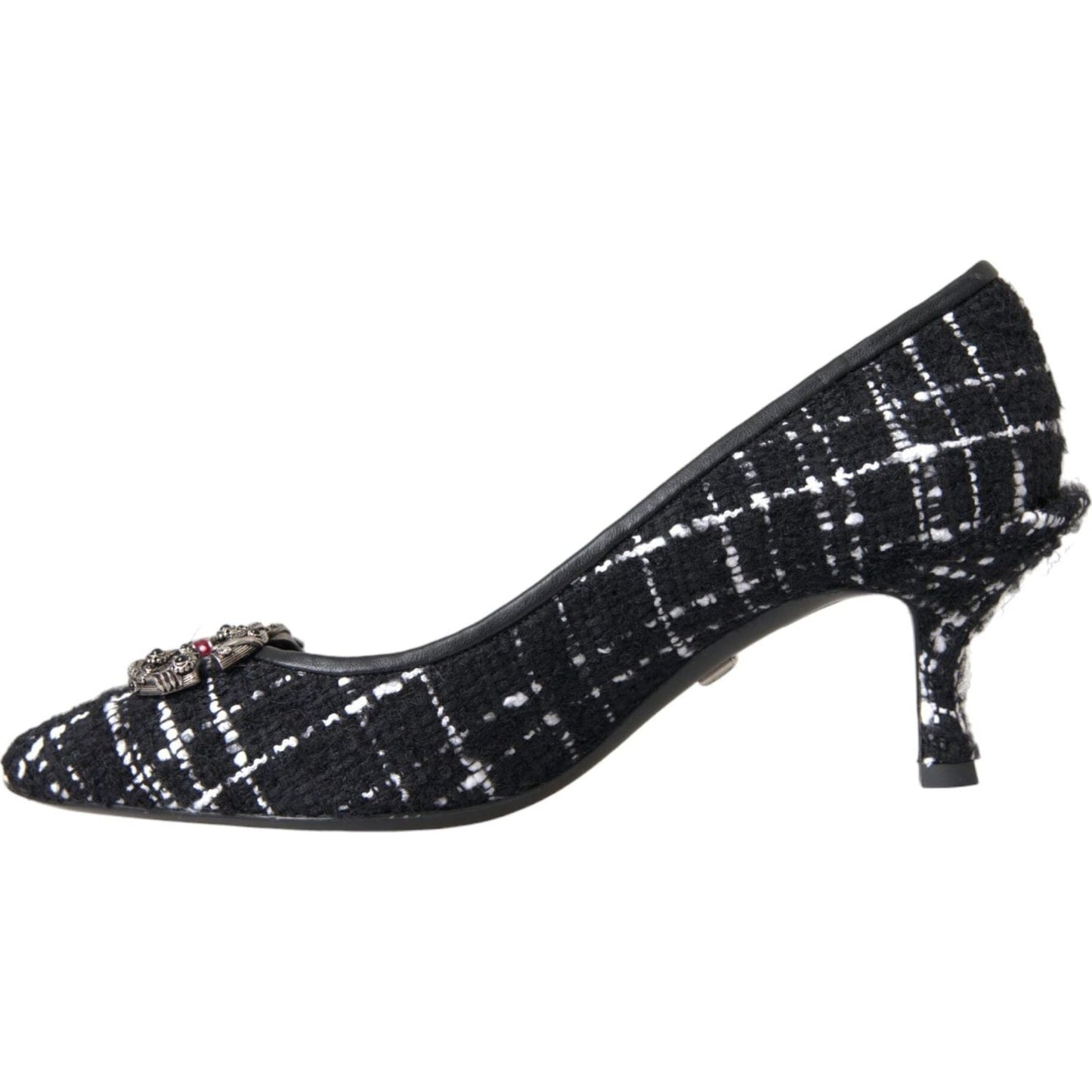 Dolce & Gabbana Black White Tweed DG Amore Heels Pumps Shoes Dolce & Gabbana