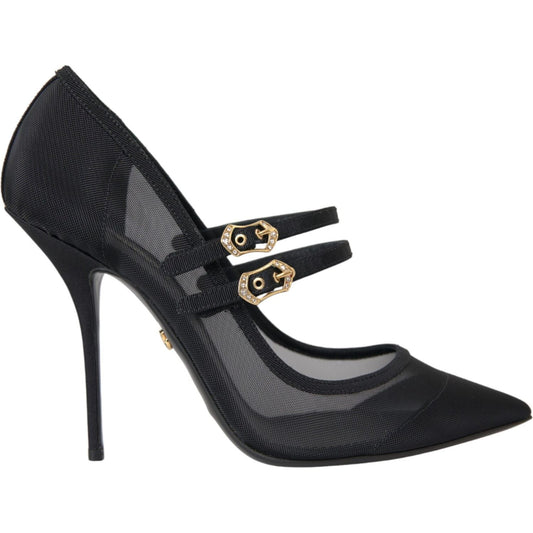 Dolce & Gabbana Black Mesh Mary Janes Heels Pumps Shoes Dolce & Gabbana