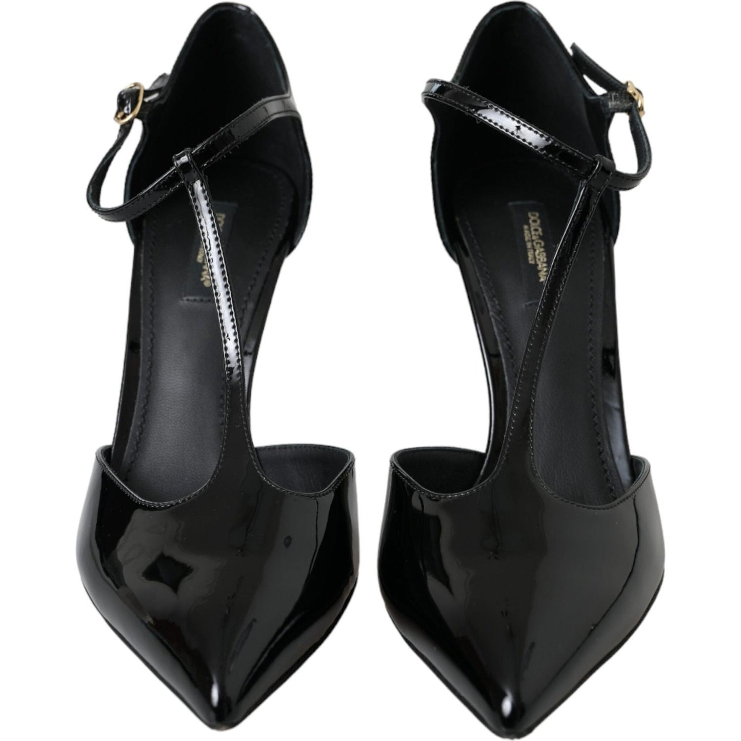 Dolce & Gabbana Black Patent Leather T-strap Heel Pumps Shoes Dolce & Gabbana