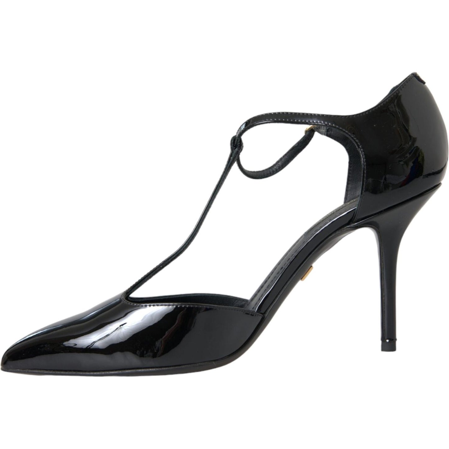 Dolce & Gabbana Black Patent Leather T-strap Heel Pumps Shoes Dolce & Gabbana