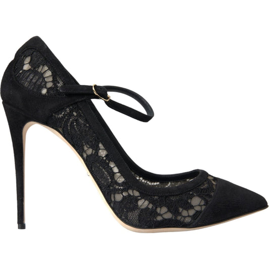 Dolce & Gabbana Black Taormina Lace Mary Janes Pumps Shoes Dolce & Gabbana