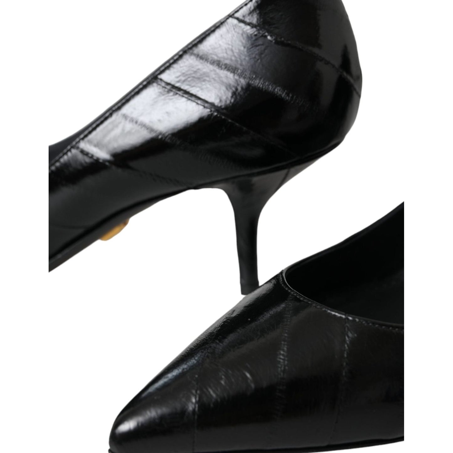 Dolce & Gabbana Black Eel Leather Kitten Heels Pumps Shoes Dolce & Gabbana