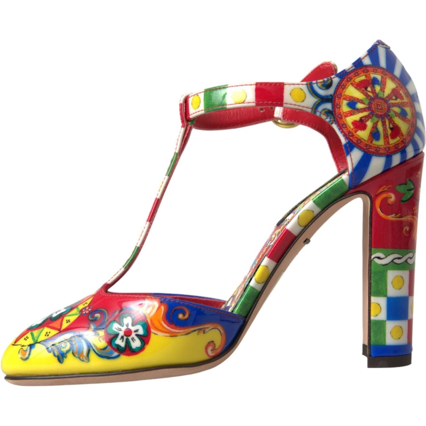 Dolce & Gabbana Multicolor Carretto T-strap Sandals Shoes Dolce & Gabbana