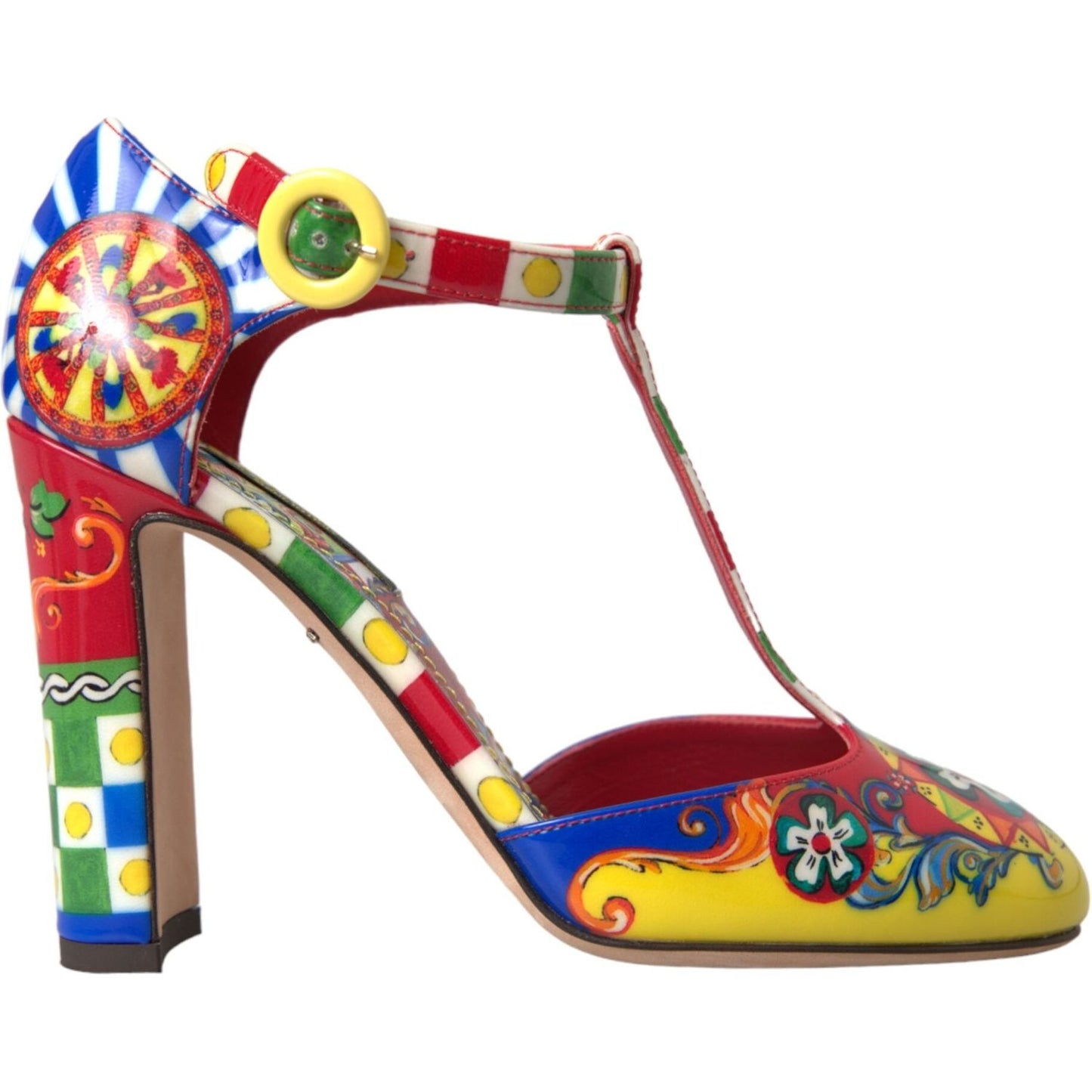 Dolce & Gabbana Multicolor Carretto T-strap Sandals Shoes Dolce & Gabbana