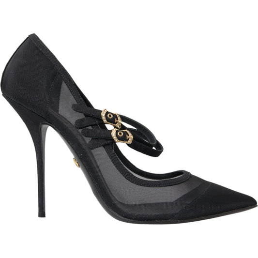 Dolce & Gabbana Black Mesh Mary Janes Heels Pumps Shoes Dolce & Gabbana