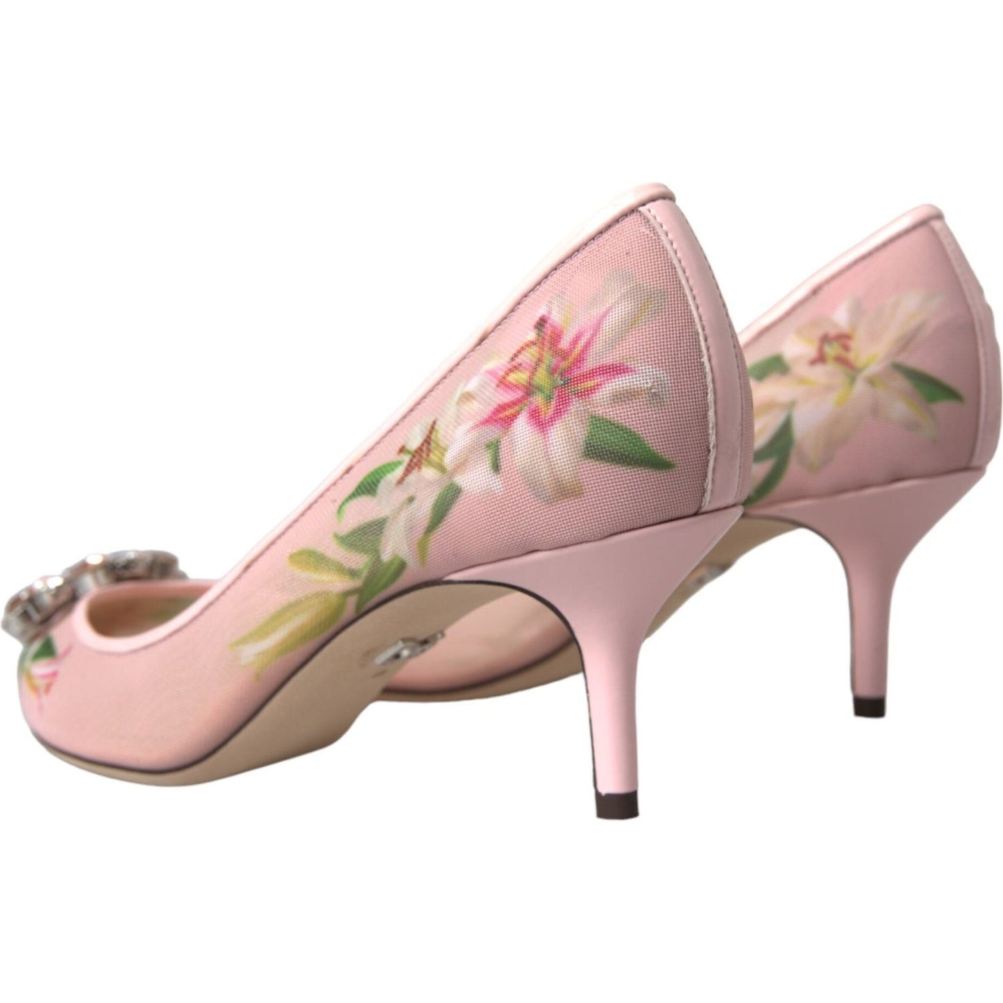 Dolce & Gabbana Pink Floral Crystal Bellucci Pumps Shoes Dolce & Gabbana