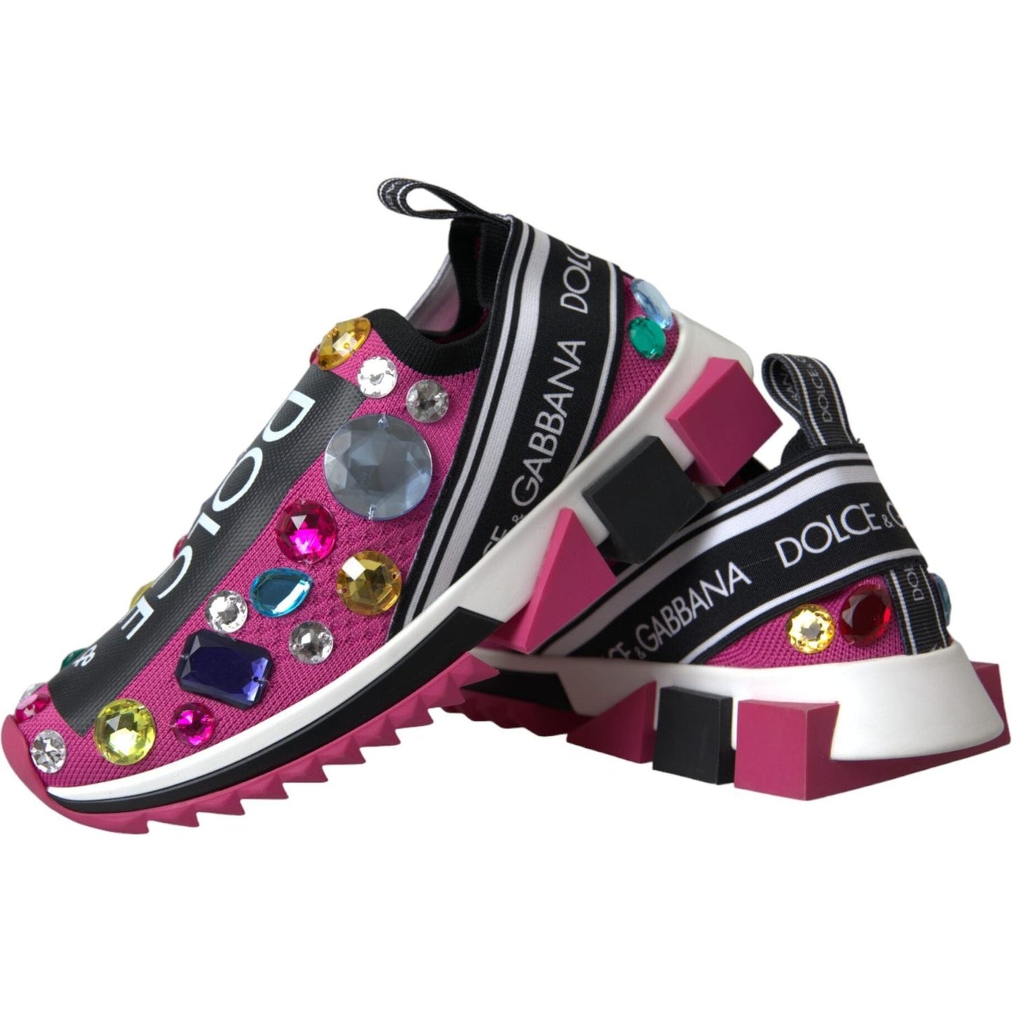 Dolce & Gabbana Pink Sorrento Crystals Sneakers Shoes Dolce & Gabbana