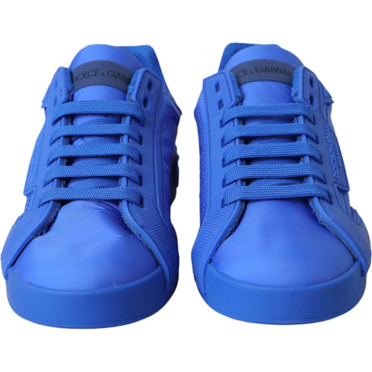 Dolce & Gabbana Blue Leather Fabric Low Top Sneakers Shoes Dolce & Gabbana